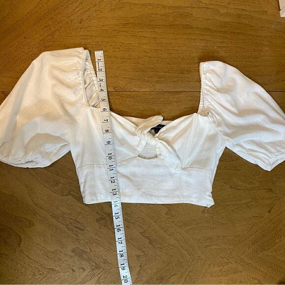 Cotton Candy LA White Milkmaid Bustier Tie Front Top w/ Puff Sleeves Size Small - Picture 9 of 10